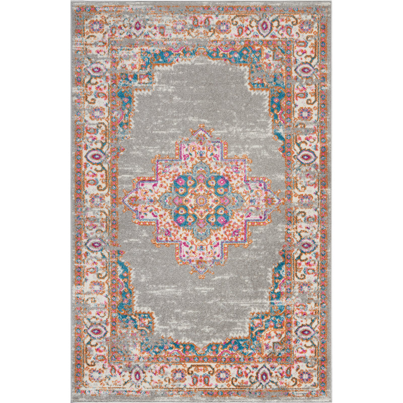 Tapis gris traditionnel Augusta, Rectangle 3 pi 9 po x 5 pi 9 po