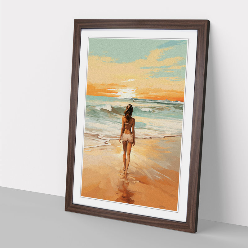 Single Picture Frame Print on Wood, Walnut Framed, 46cm H x 34cm W