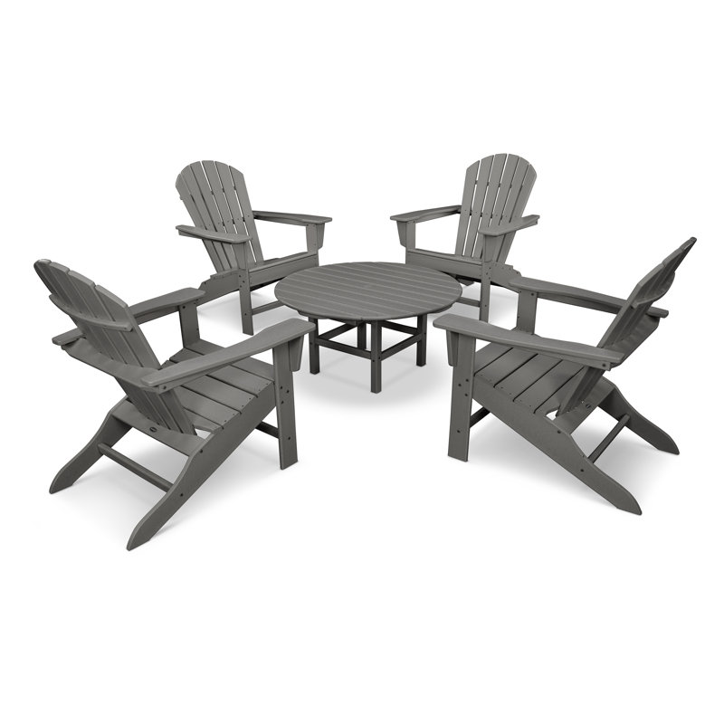 POLYWOOD South Beach 5-Piece Conversation Group, Slate Gray