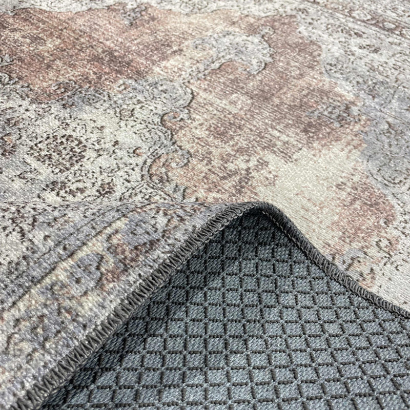 Pender Beige Cream Oriental Cotton Chenille Area Rug, Rectangle 2'8" x 5'