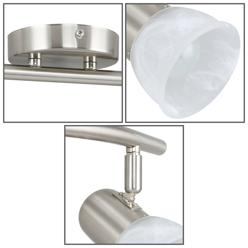 33.625'' Brushed Nickel Fixed Track Light with Alabaster Glass Shades
