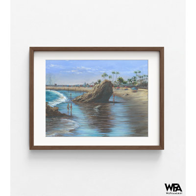 «Beach Day Corona Del Mar Newport Beach» par William Thompson, art mural de restaurant de fruits de mer, décor de salle d'attente de spa tropical, décor bord de mer