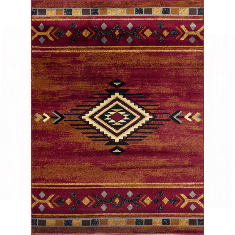 Red Southwest Area Rug, Rectangle 7'10" x 10'3"