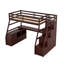Lit mezzanine simple avec 7 tiroirs, 2 tablettes et bureau - Espresso