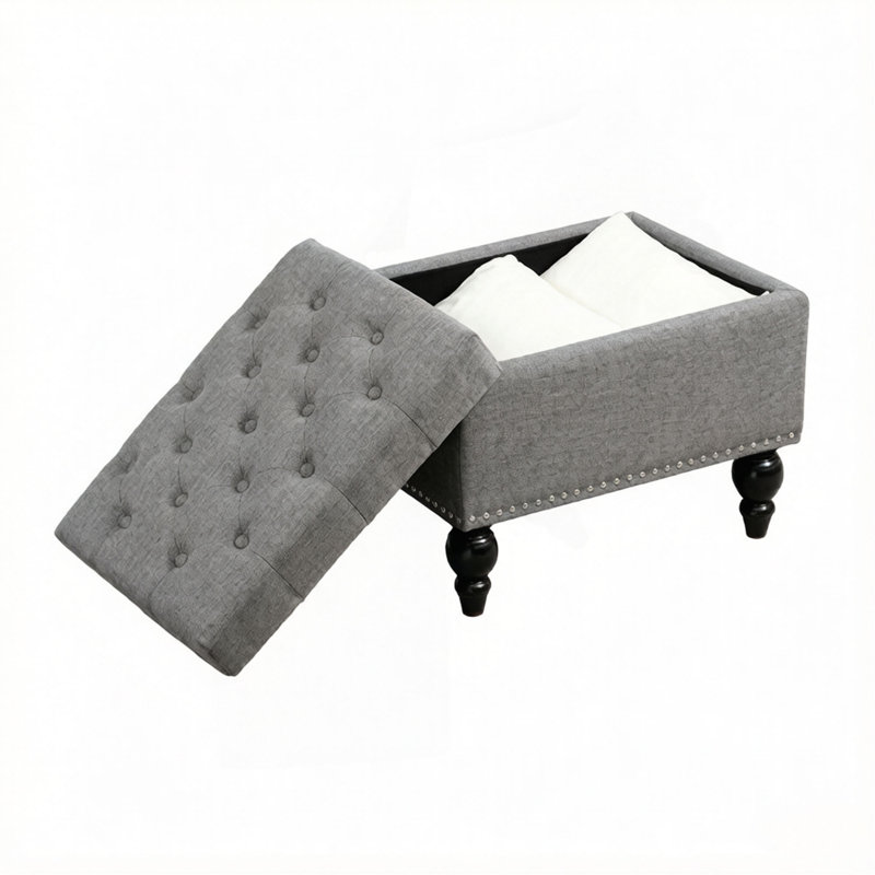 Élégant tabouret avec repose-pieds, repose-pieds capitonné avec rangement classique, tabouret avec repose-pieds dans le salon et banc à chaussures