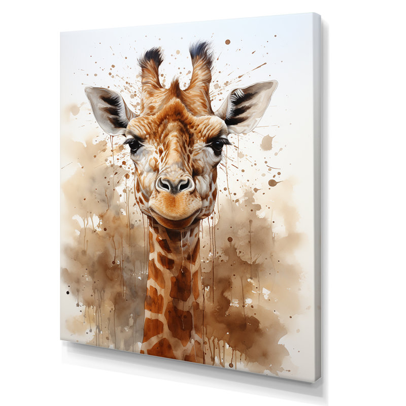Girafe en sable brun - imprimé, Toile tendue, H 44 po x l 34 po x P 1,5 po