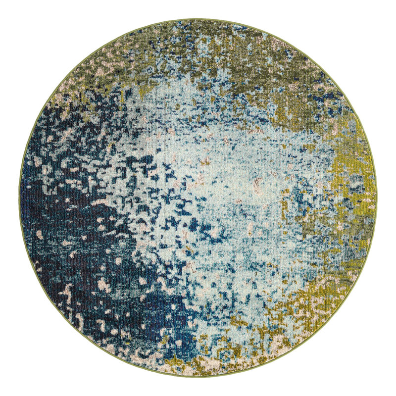Rizer Washable Abstract Indoor Rug, Round 5'