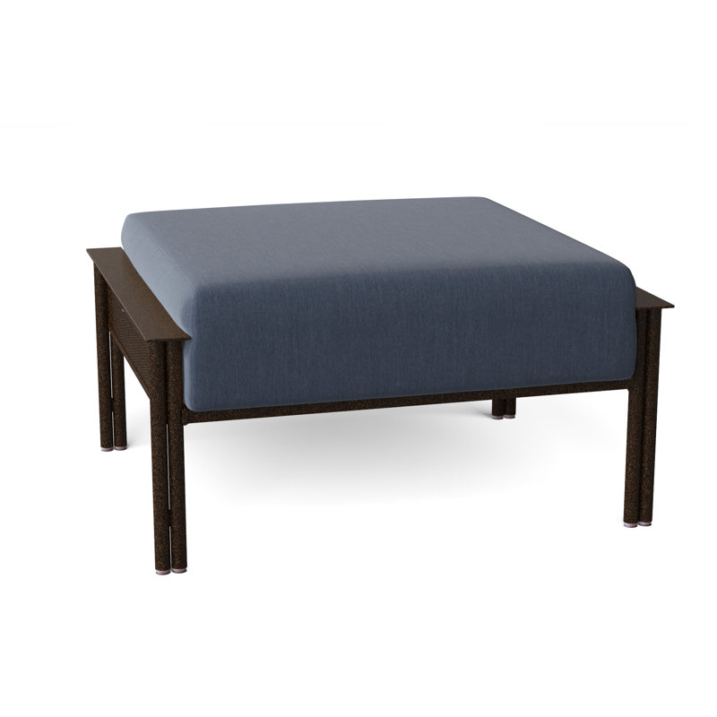 Jax Outdoor Ottoman, Spectrum Denim Sunbrella® Plainweave, Weathered White