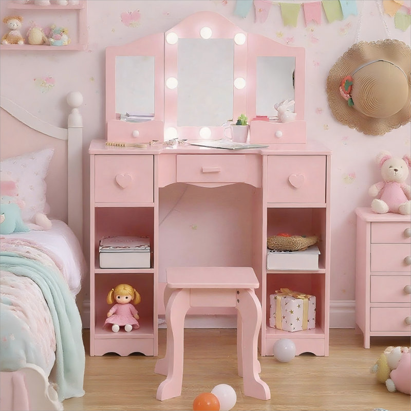 Ensemble coiffeuse Princess, Rose