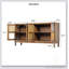 Buffet rétro à 4 portes avec grand espace de rangement, rotin artificiel et verre transparent pour un usage domestique polyvalent-1970208802