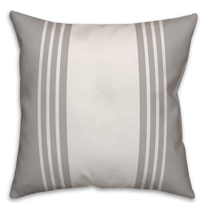 Coussin Farmhouse, 20 po x 20 po, Polyester/ Bourre en polyester, gris