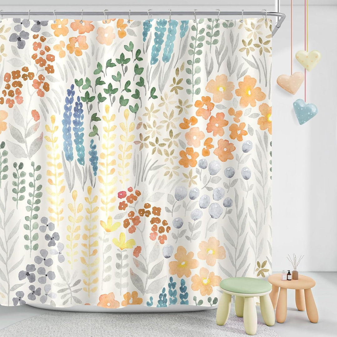 Wildflower Boho Cottagecore Polyester Shower Curtain Set