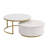 Modern Round Nesting Coffee Table Fluted With Drawer In White & Gold In 31.5"