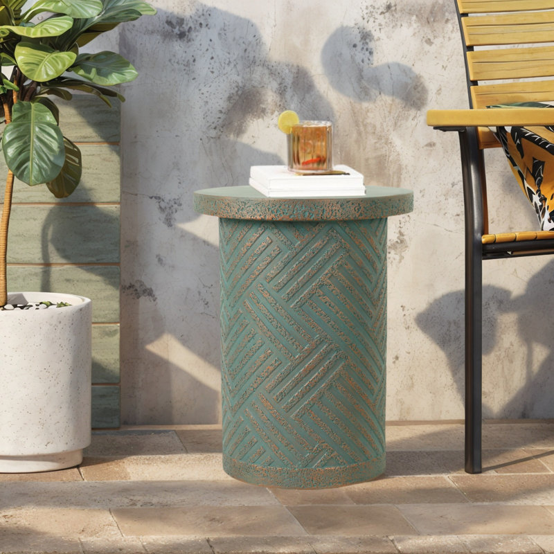 Table d'appoint de patio ronde en ciment