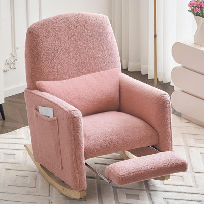 Rocking Chair Nursery with Adjustable Footrest and High Backrest