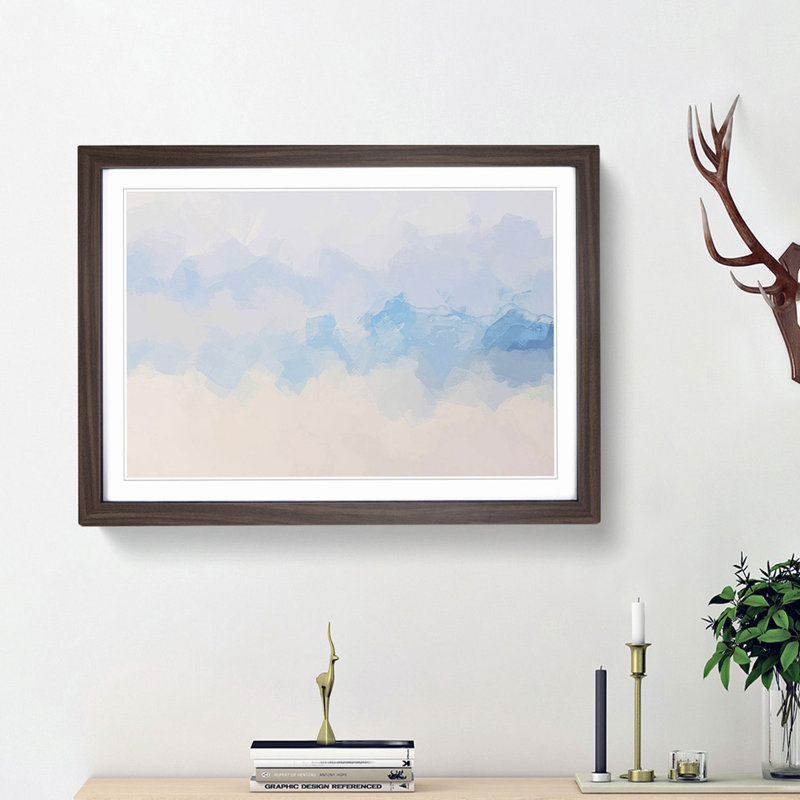 Fog over the Lake in Abstract - Picture Frame Graphic Art Print, 48cm H x 65cm W x 2cm D, Walnut Framed
