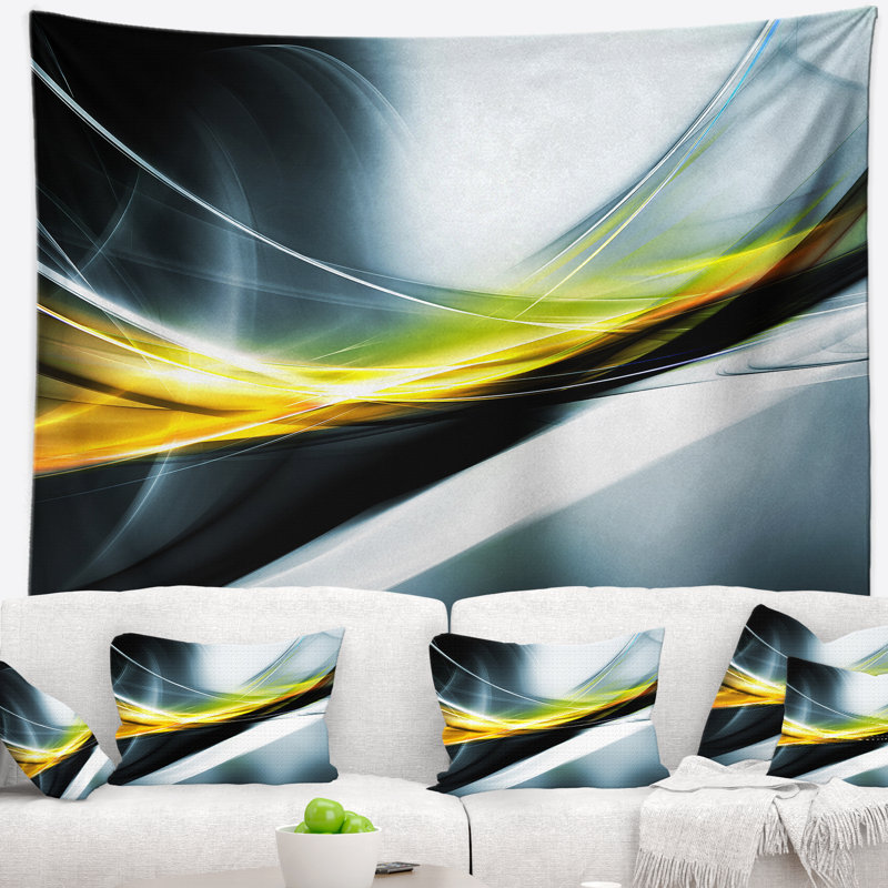 Tapisserie jaune scintillante Abstract, H 32 po x l 39 po