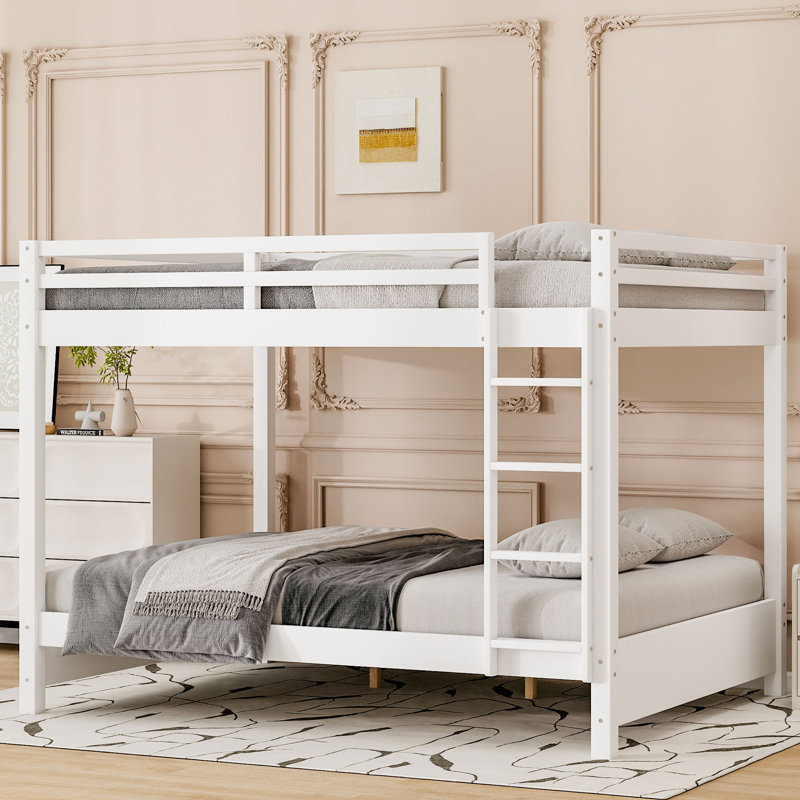 Grand lit superposé en bois avec échelle Wood, blanc, Blanc