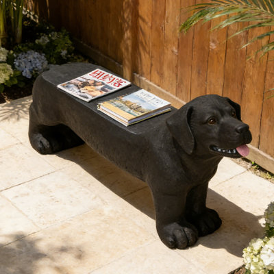 Dog Shaped Garden Bench Decorative Outdoor Patio Bench MGO Accent Bench for Yard Lawn Backyard