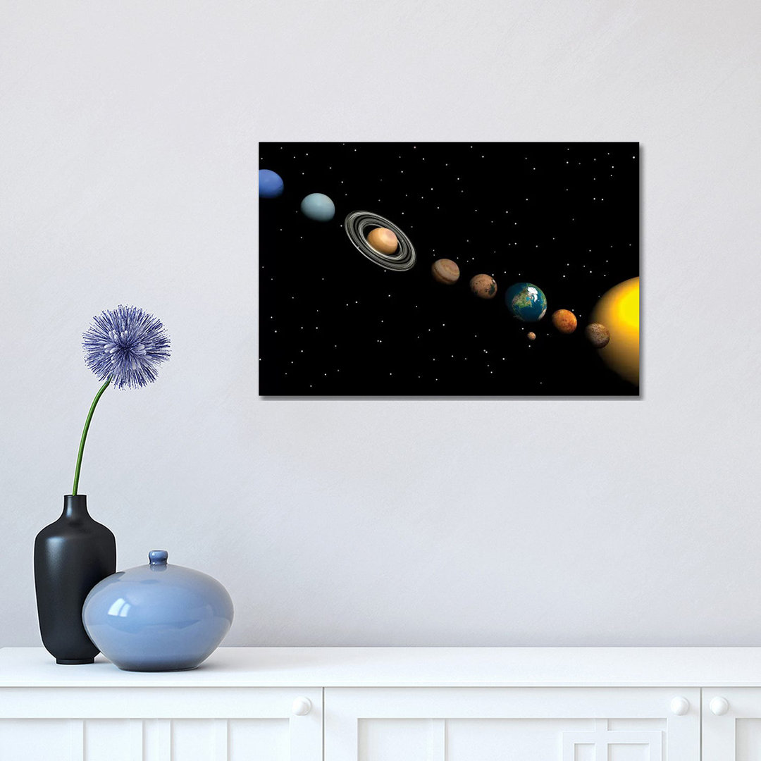 Planets Of The Solar System by Elena Duvernay - Wrapped Canvas Print
