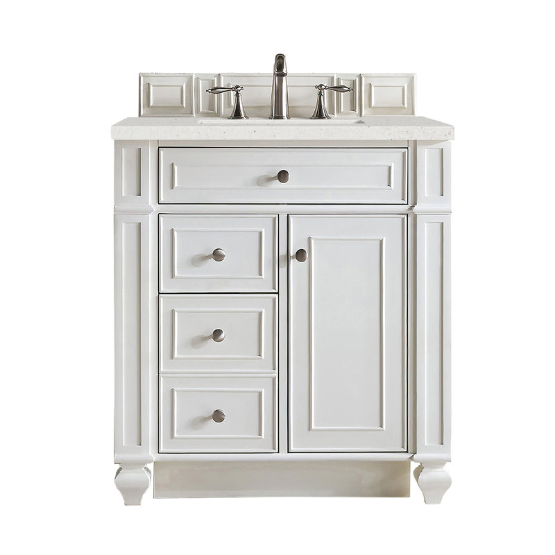 Bristol 30'' W Single Vanity, Bright White, Lime Delight Quartz, 8" Widespread