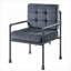 Fauteuil d'appoint industriel à siège unique avec coussin en mousse viscoélastique, tissu gris doux et structure en métal