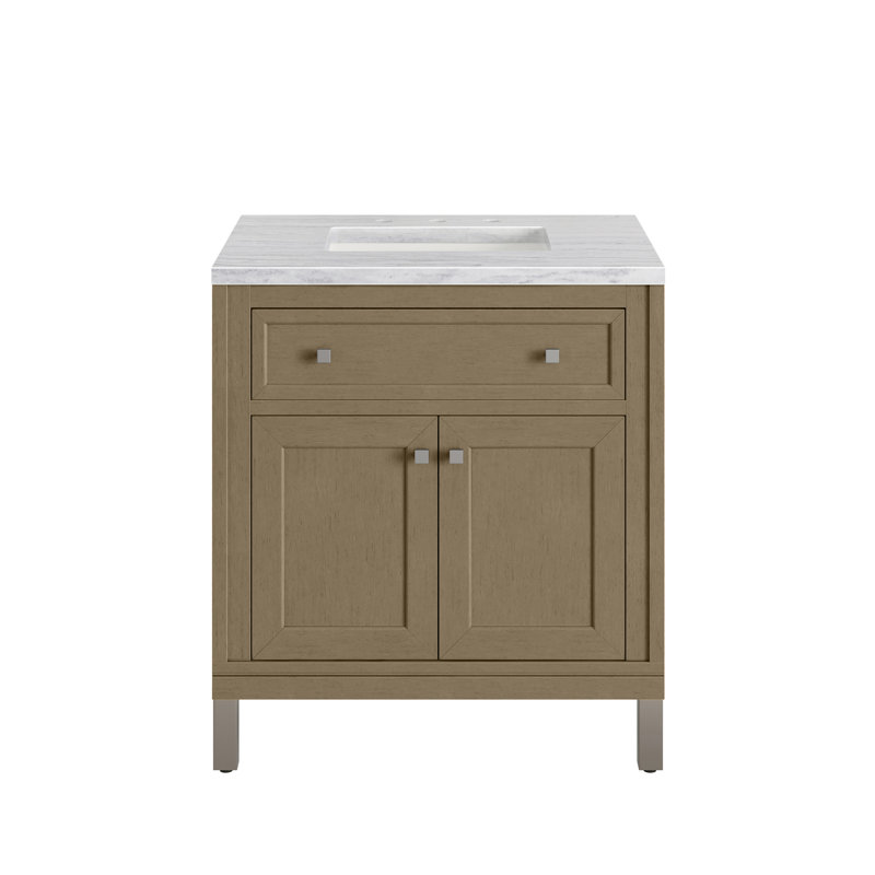 Chicago 30'' W Single Vanity, Eternal Jasmine Pearl, 8" Widespread, Walnut Whisper