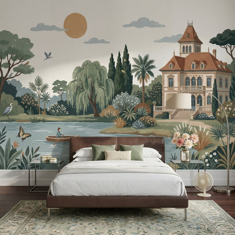 Décoration murale amovible Lake, Non tissé, 120 po x 96 po