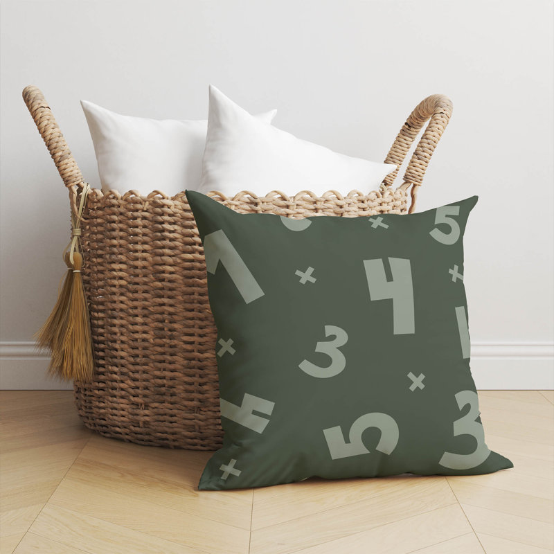 Coussin Numéros, H 20 po x l 20 po, Chimichurri / vert / ivoire