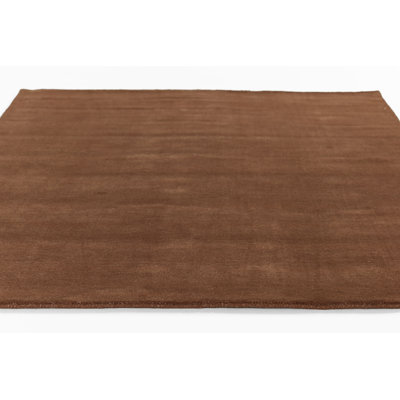 Timir Hand Loomed Wool Blend Solid Brick Area Rug 5' X 8'