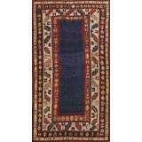 Open Blue Field Antique Tribal Geometric Caucasian Talish Rug