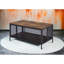 Table basse polyvalente en noir avec plateau en chêne antique et structure et table en métal, construction fonctionnelle