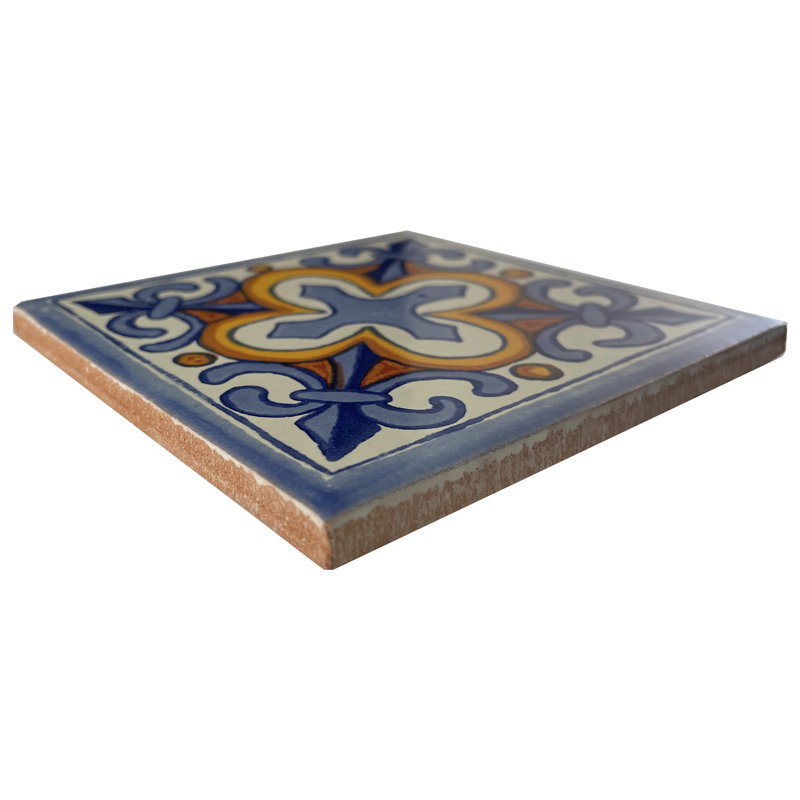 4.2" x 4.2" 9pcs TalaMex Escudo Talavera Mexican Clay Tile Handmade Talavera Backsplash