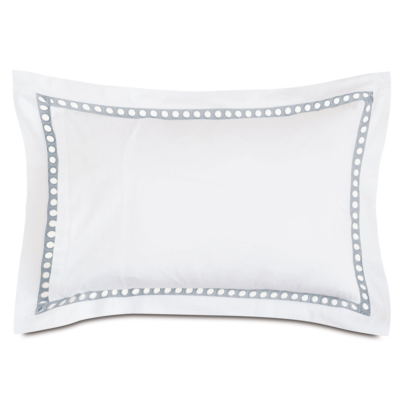Celine Cotton Pillow Sham, White/Silver, King