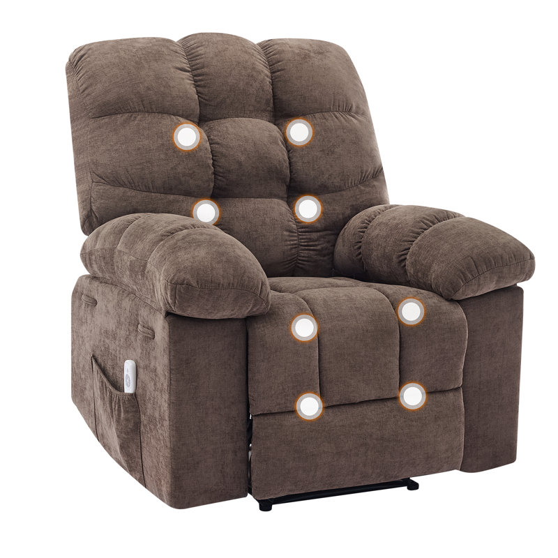 Recliner Chair for Adult, Recliner with Massage&Heating, Manual Recliners, Upholstery Overstuffed Soft Rocking Sofa Chair, Beige