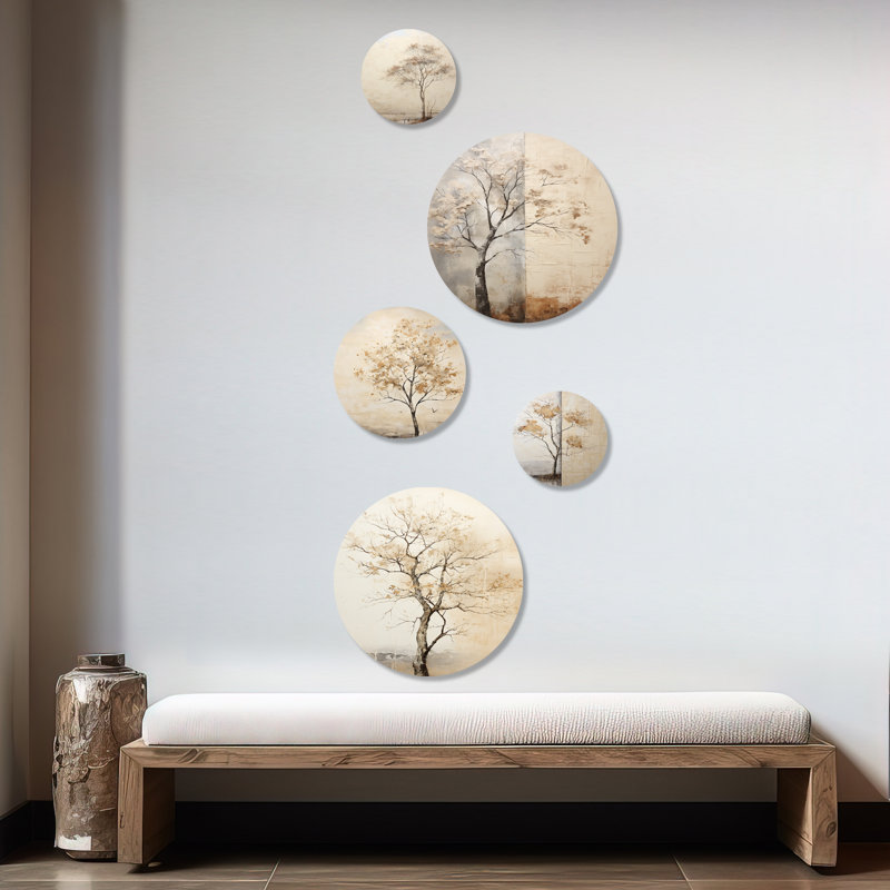 Arbre africain africain - arbre africain, art mural rond africain, ensemble de 5