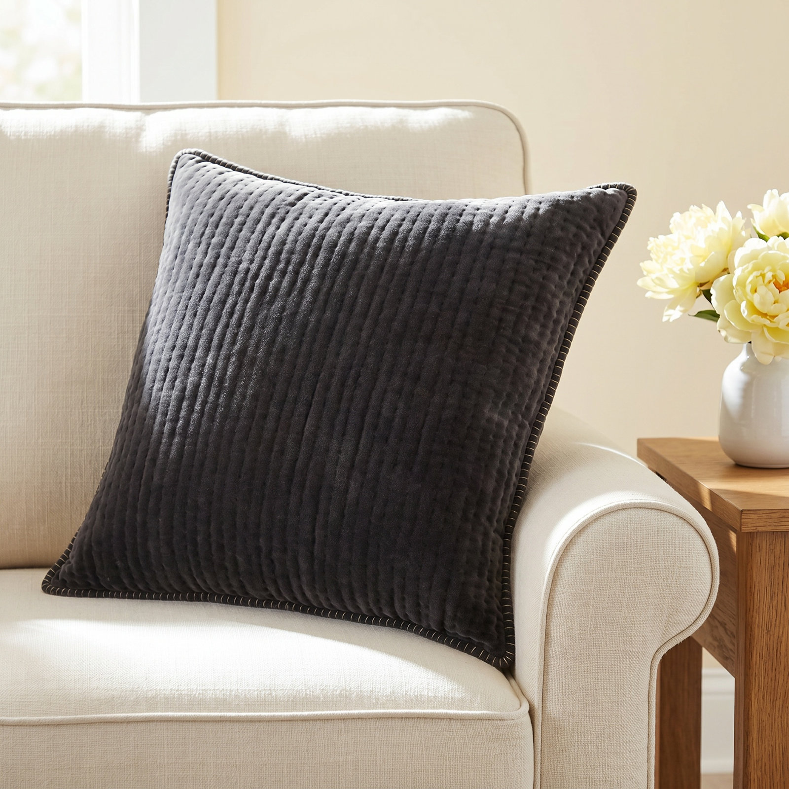 Cowdry 22" x 22" Cotton Pillow Cover, Down