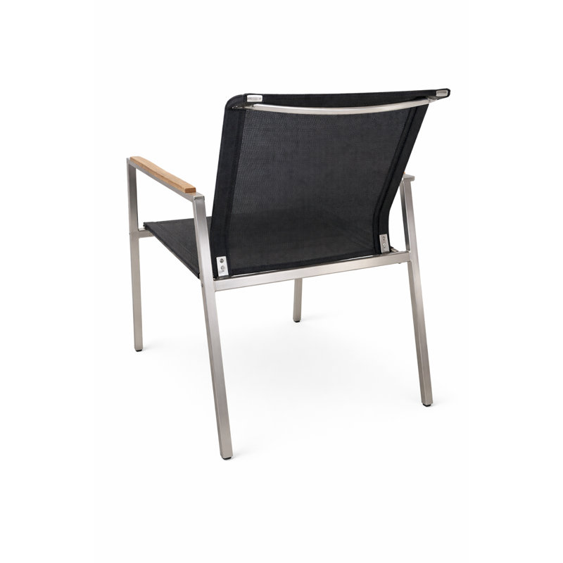 Stackable Modern Black Mesh Outdoor Armchair