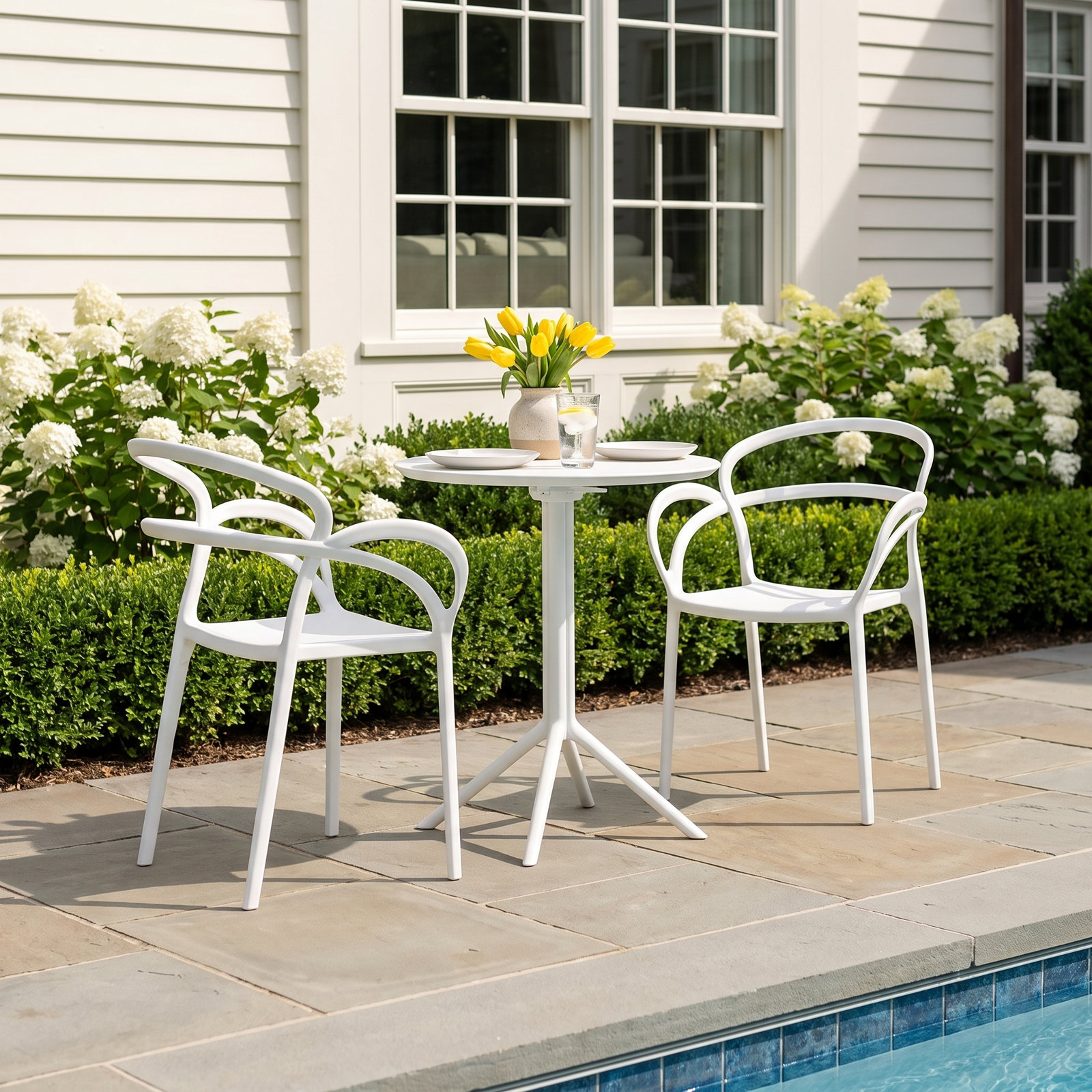 Farrah 24'' Round 2-Person Bistro Set, White