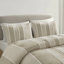 Édredon 3 pièces en coton taupe double / grand - motif rayé, rembourrage 100%, garniture, hanche visible, attrait
