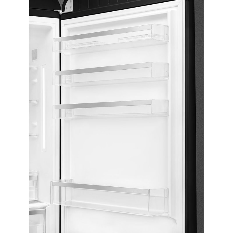 SMEG 27.8" Bottom Freezer 16.26 cu. ft. Energy Star Refrigerator, Black, Left Handed