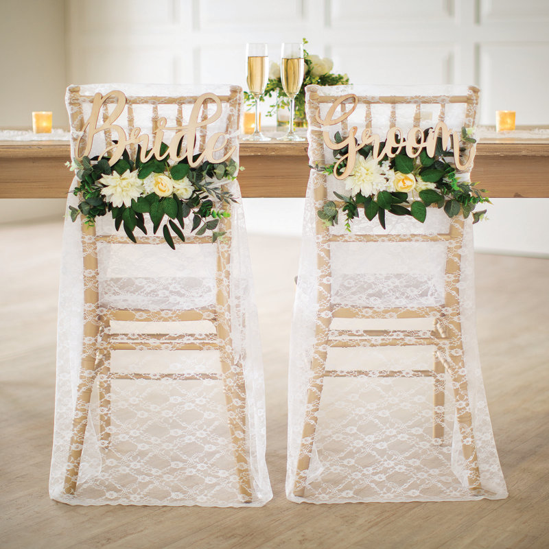 Ensemble de décoration de chaise de mariage en tissu 6 pièces