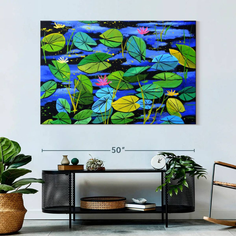 Harnek Pink Waterlilies, 34" H x 51" W