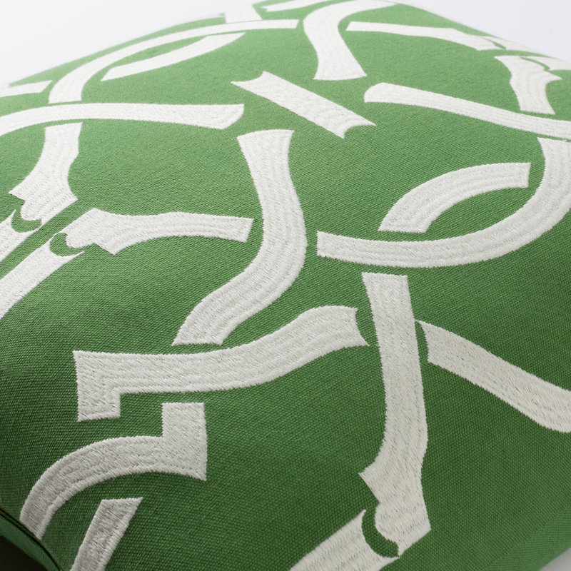 Kingdom Indoor Cotton Throw Pillow, Green/ White