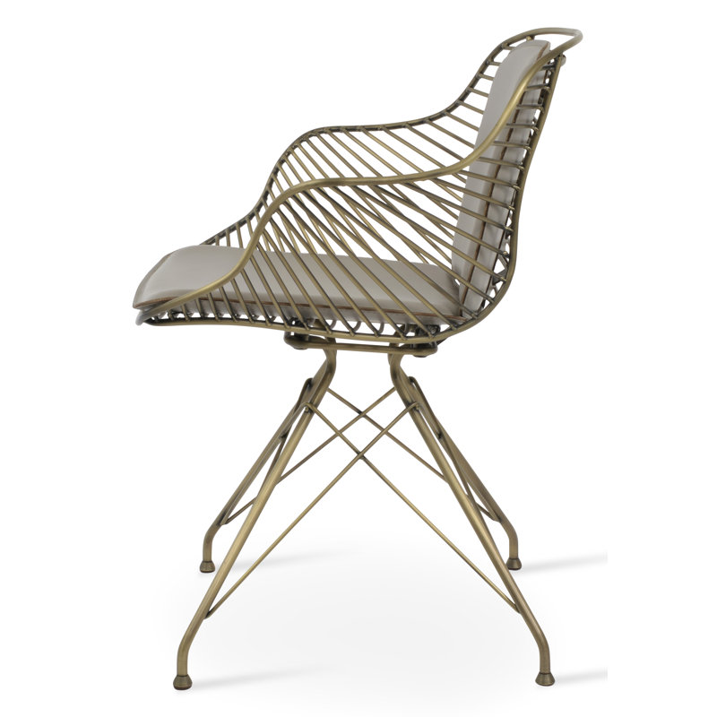 Zebra Arm Chair, Brass, Light Gray
