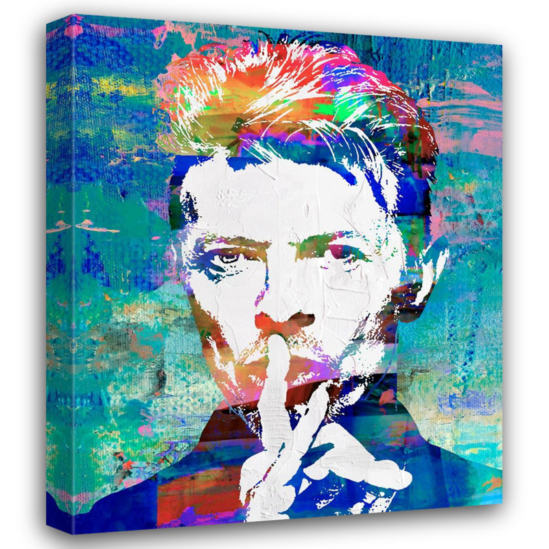 «David Bowie 2» par Stephen Chambers, peinture sur toile tendue, H 18 po x l 15 po x P 1,5 po