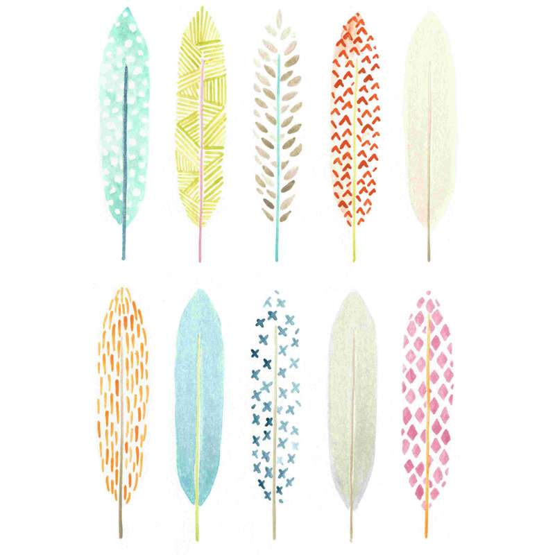 Motifs de plumes I, H 18 po x l 12 po