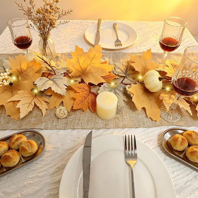 Guirlande de feuilles d'érable d'automne avec lumières, décoration de vigne de baies de citrouille artificielle pour l'Action de grâce, Halloween, manteau de cheminée, porche, table et décoration saisonnière