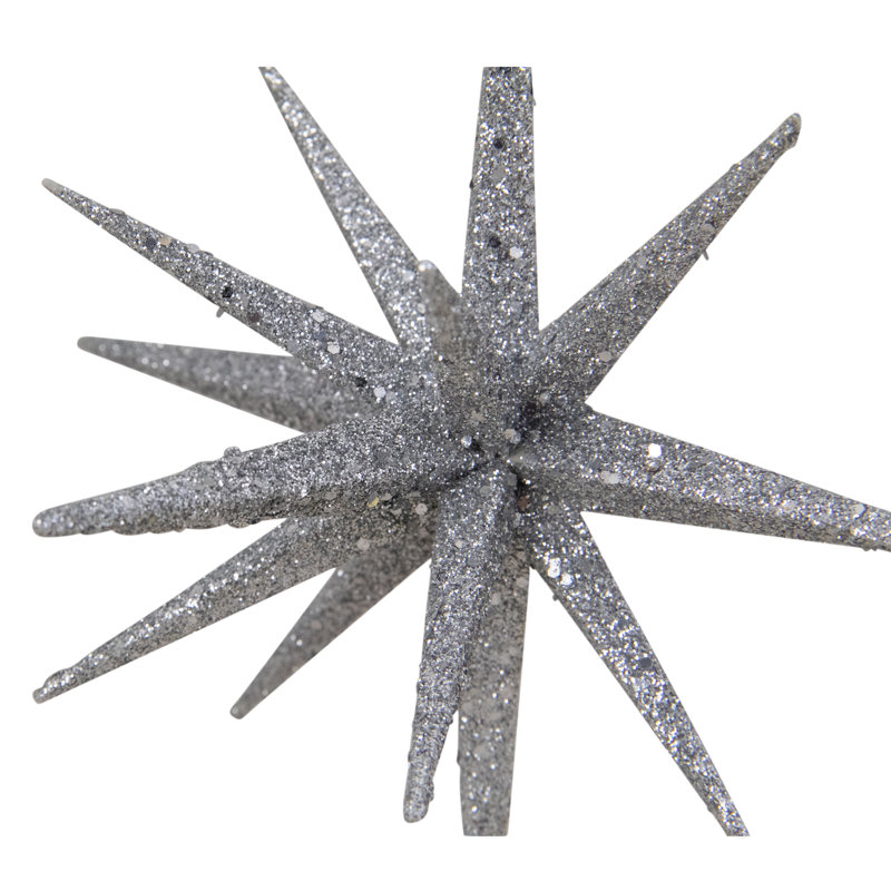 Silver Glitter Starburst Hanging Christmas Ornament