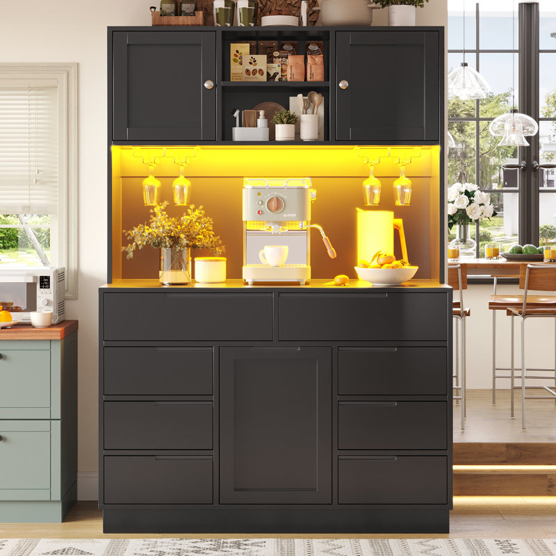 183.5cm Kitchen Pantry, Black